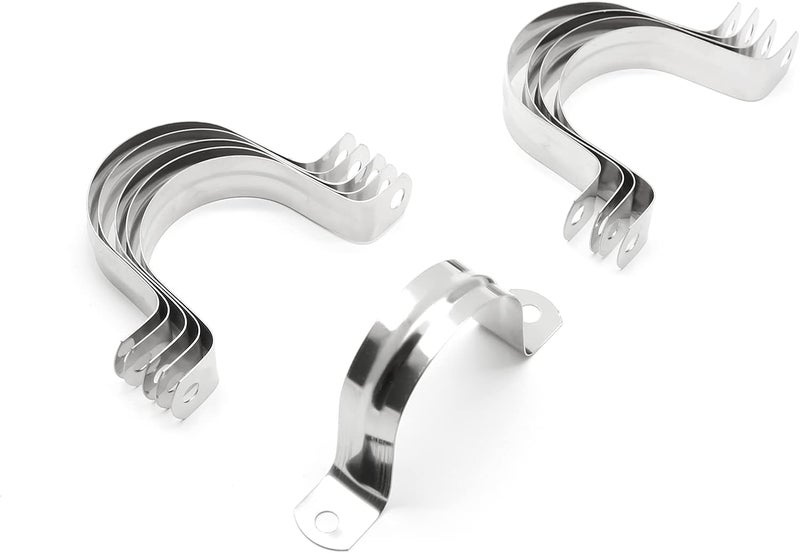 Jersvimc 10Pcs 1-3/4 Inch Stainless Steel Conduit Clamps, Two Hole Strap U Bracket Rigid Pipe Strap Metal U Clamp Conduit Strap Tension Clips U-tube Clamp Heavy Duty - Image 1